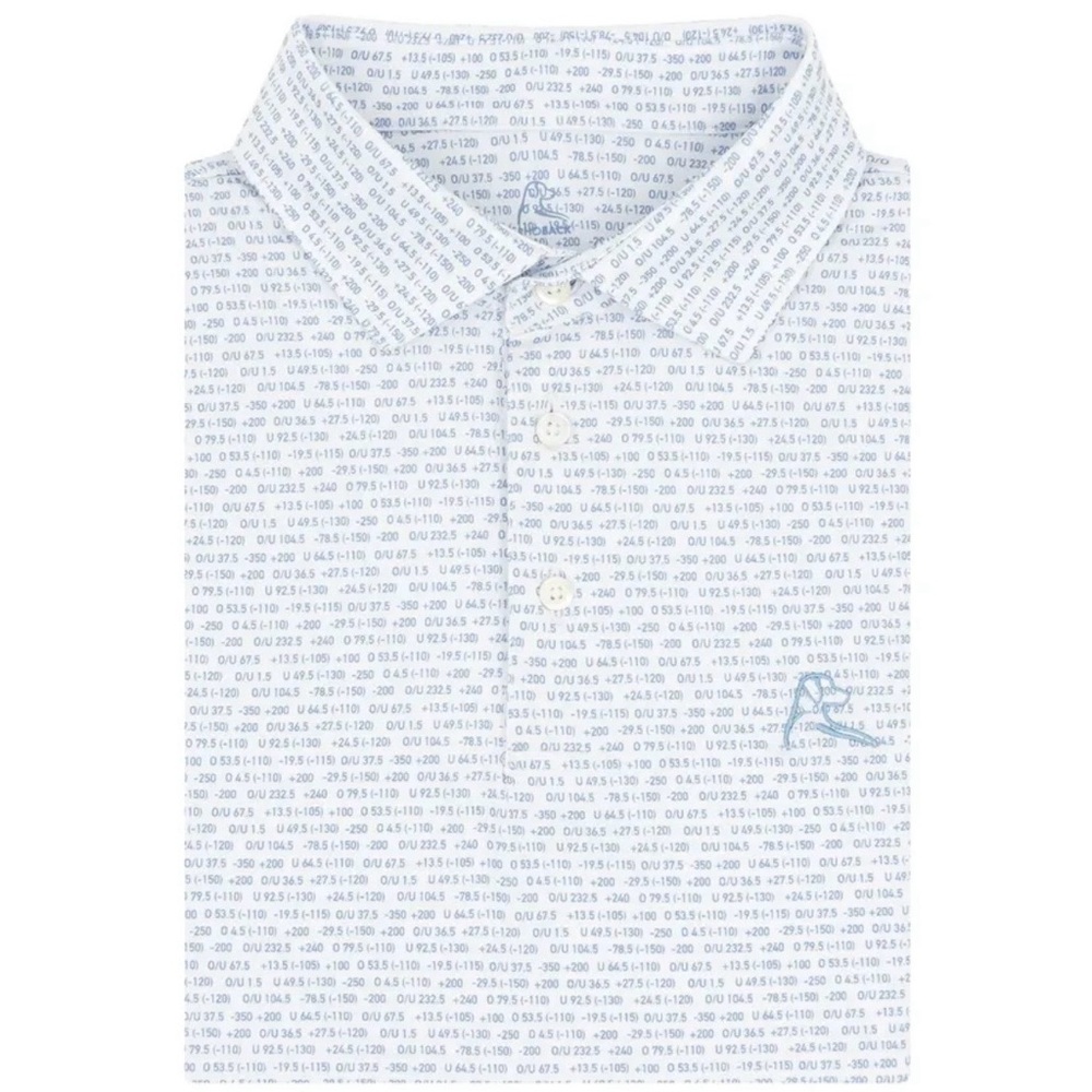 Rhoback White and Blue Numeric Polo